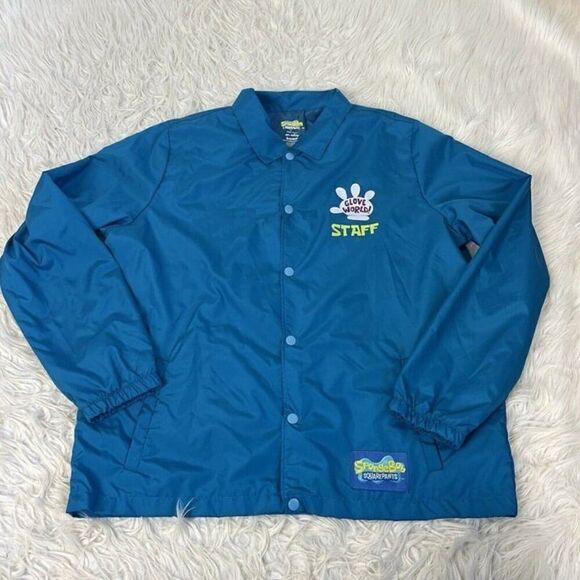 SpongeBob Glove World Staff Rain Jacket Wind Breaker Small Limited Edition NWOT - Picture 1 of 9